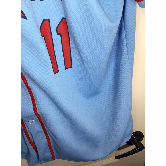 St. Louis Cardinals DeJong Old Dominion Freight Blue Stadium Giveaway XL Jersey - Picture 12 of 16
